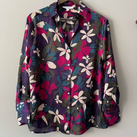 HAVER & BLAIR LONDON RETRO LONG SLEEVE BUTTON UP BLOUSE SIZE XS - Picture 1 of 7